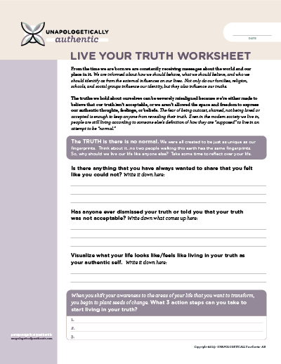 Live Your Truth Worksheet