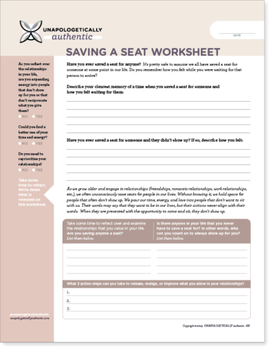 Saving a Seat Worksheet