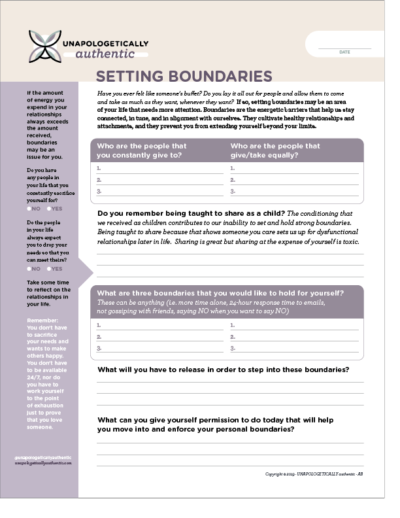 SETTING BOUNDARIES Worksheet