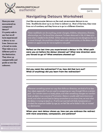 Navigating Detours Worksheet