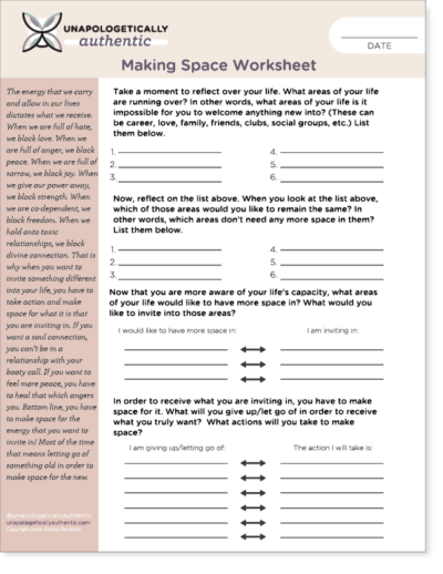 Making Space Worksheet